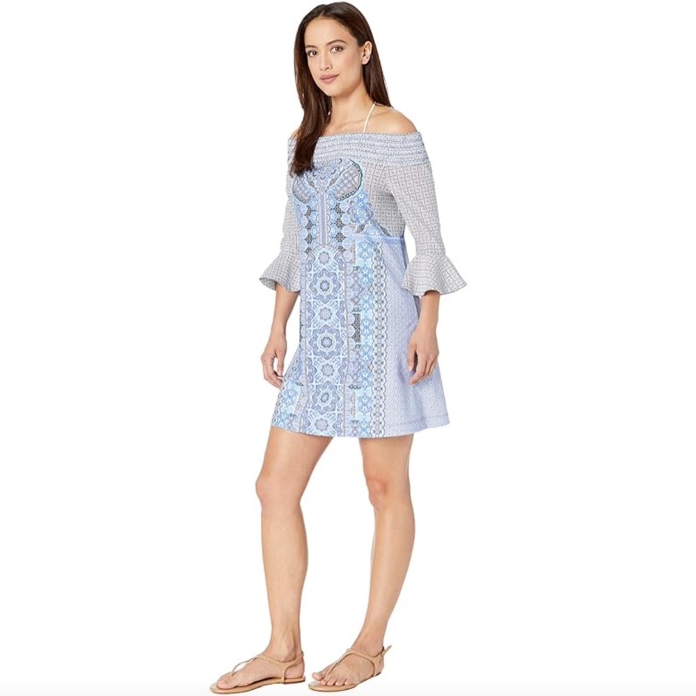 Cabana Life Coverluxe Smocked Dress Coverup UPF 50+ Midnight Marrakesh XL NWT